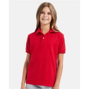 Hanes Youth EcoSmart? Jersey Polo - Black, XS