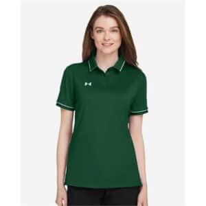 Under Armour Women's Tipped Teams Performance Polo - White/ Mod Grey, XS