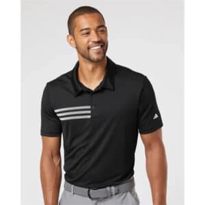 Adidas Men's 3-Stripes Chest Polo - Black/ White, S
