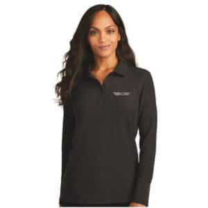 Port Authority Women's Silk Touch Long Sleeve Polo. - Black Port Women Silk, XS